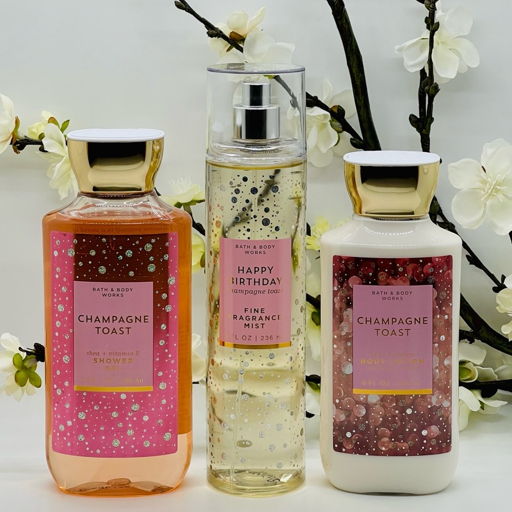 Bath and Body Works Champagne Toast Shower Gel, Lotion, Fine Fragrance 3-Pc Set